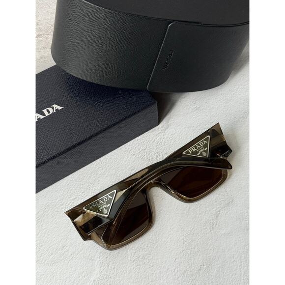 NEW Prada PR10ZS Transparent Brown Sunglasses Unisex $563 main image 4